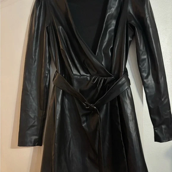 Zara | Dresses | Zara Black Faux Leather Dress | Poshmark